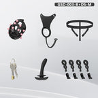 Spiked Chastity Cage Harness Set with Remote Vibrating Anal Plug GSD