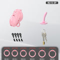 Male Chastity Cage with Soft Internal Stimulators – Breathable Waterproof Adjustable Device with 6 Ring Sizes & Discreet Lock (S/M)