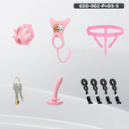 Spiked Chastity Cage Harness Set with Remote Vibrating Anal Plug GSD