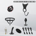 Spiked Chastity Cage Harness Set with Remote Vibrating Anal Plug GSD
