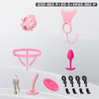 Spiked Chastity Cage Harness Set with Remote Vibrating Anal Plug GSD