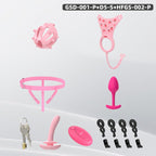 Spiked Chastity Cage Harness Set with Remote Vibrating Anal Plug GSD