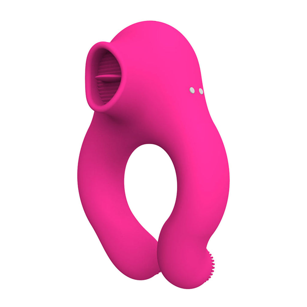 Tongue Licking Oral Sex Vibrator - Penis Cock Ring Clit Sucking Couple Sex Toys Stimulator