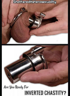 Keyless Inverted Chastity Cage with Urethral Plug