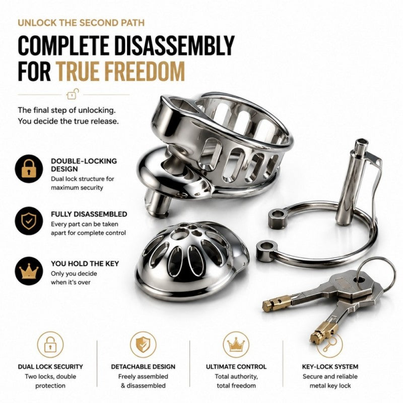 Stainless Steel Dual-Lock Chastity Cage
