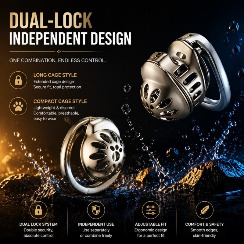 Stainless Steel Dual-Lock Chastity Cage