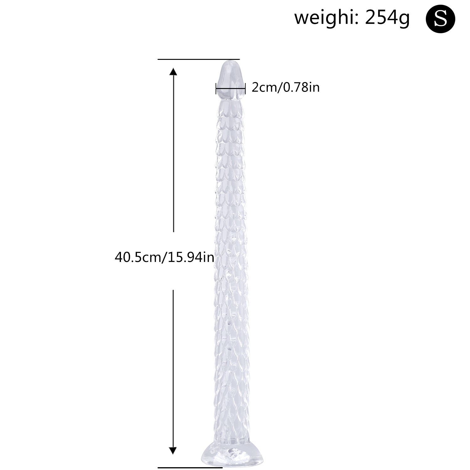 Extra-Long Crystal Dragon Tail Anal Probe - Textured Scale Series