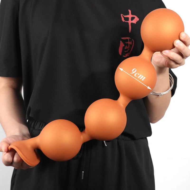 Long Anal Beads Silicone Tail Butt Plug - Big Anal Expansion Luminous Anal Sex Toy