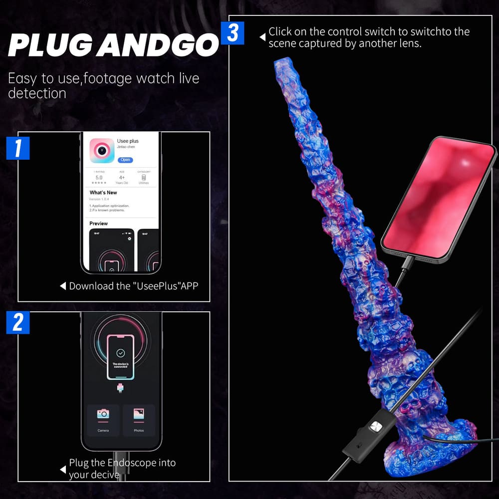 Skeleton-Knight-Endoscopic-Camera-Tentacle-Anal-Plug-Long-Anal-Toy