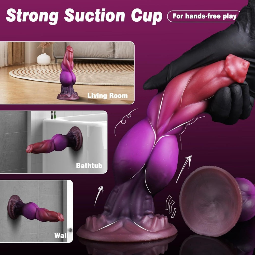 Domlust Fantasy Knotted Monster Dildo – Premium Platinum Silicone Dog Knot Suction Cup Sex Toy