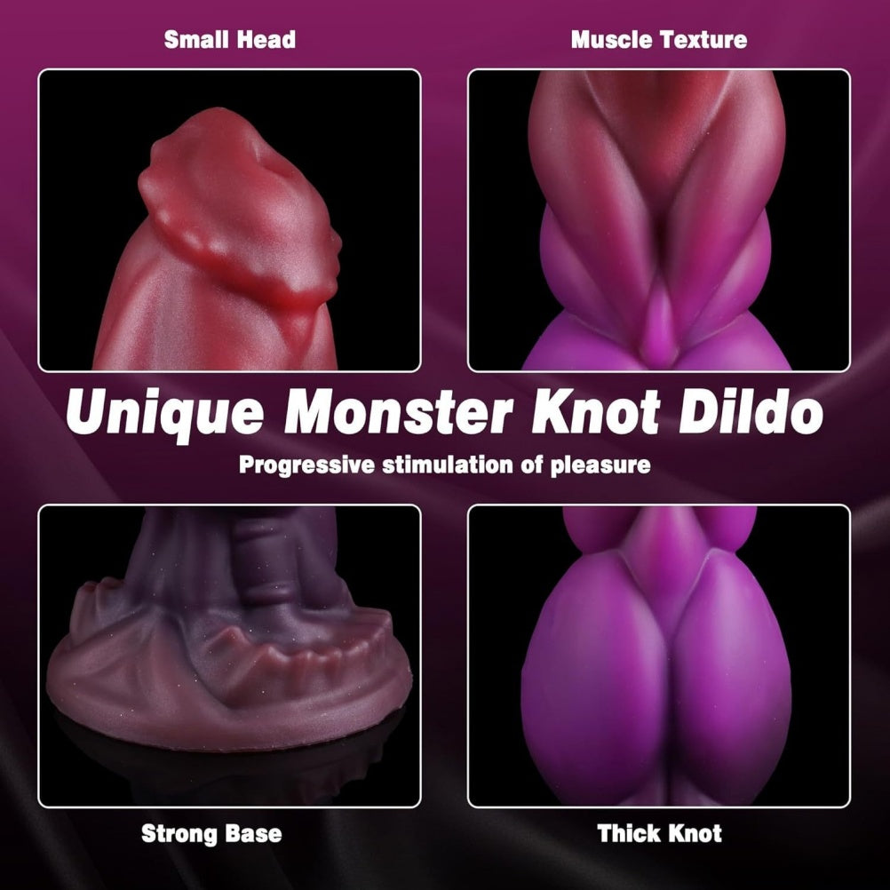 Domlust Fantasy Knotted Monster Dildo – Premium Platinum Silicone Dog Knot Suction Cup Sex Toy