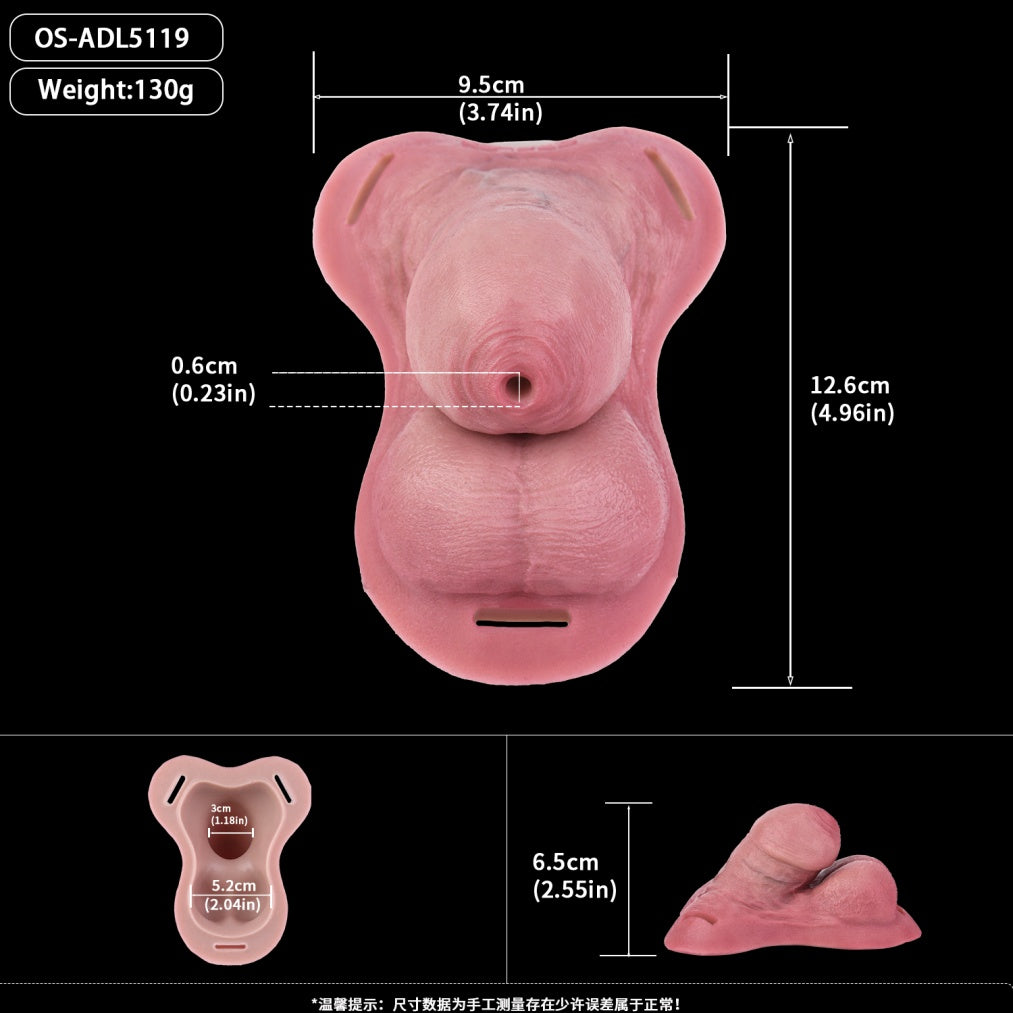 Leather Strap-On Realistic Silicone Chastity Pants - Male Chastity Cage & Bondage Gear