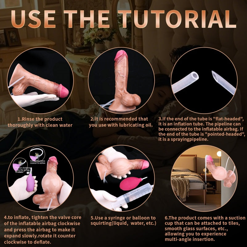 Inflatable Fake Cum Realistic Dildo – Life Size Squirting Orgasm Fullness Masturbation