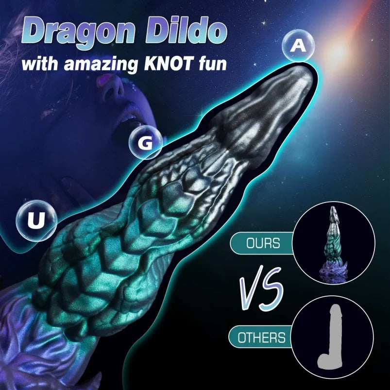 Dragon Dildo with Suction Cup | Platinum Silicone Triple-Zone G-Spot A-Spot Stimulator by Domlust