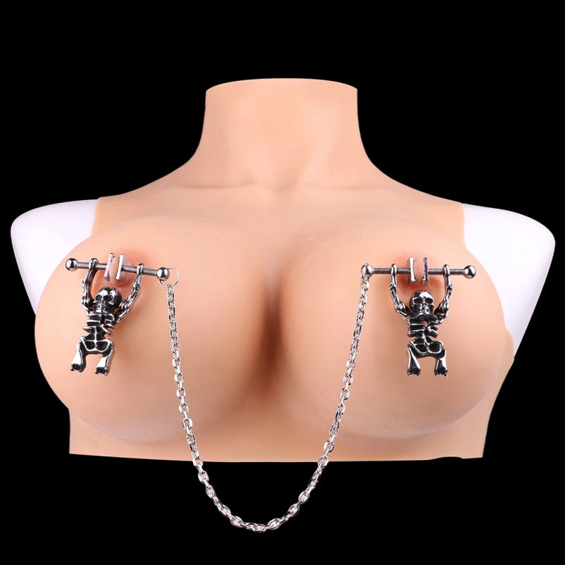 Fantasy Skull Nipple Clamp Bondage Set – Metal-Crafted Forced Orgasm BDSM Instrument