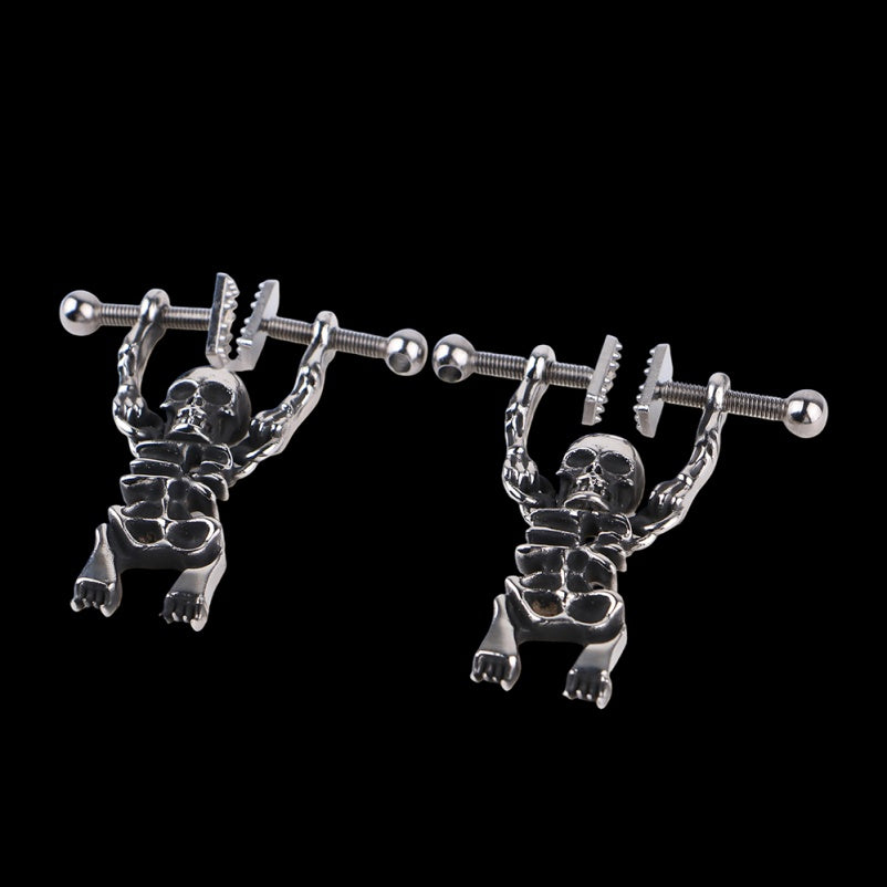 Fantasy Skull Nipple Clamp Bondage Set – Metal-Crafted Forced Orgasm BDSM Instrument