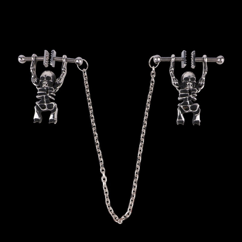 Fantasy Skull Nipple Clamp Bondage Set – Metal-Crafted Forced Orgasm BDSM Instrument