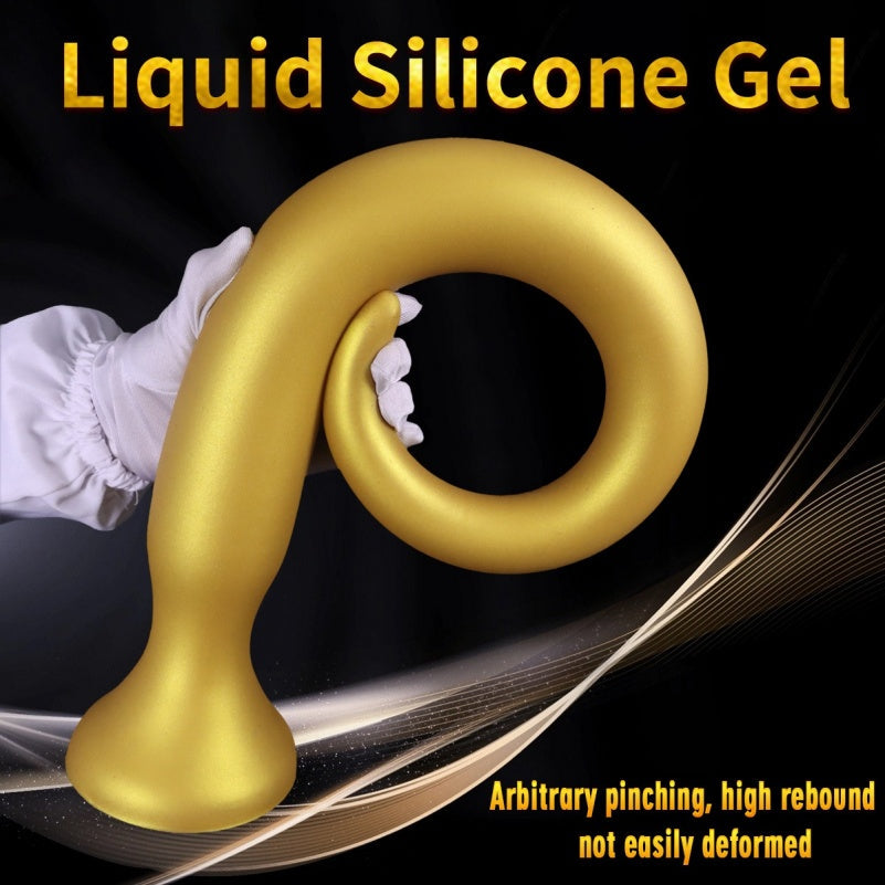 Domlust Gold Dragon Long Tentacle Dildo – Platinum Silicone Anal Training Butt Plug 7 Sizes S to XXXXL Fantasy Fetish Sex Toy