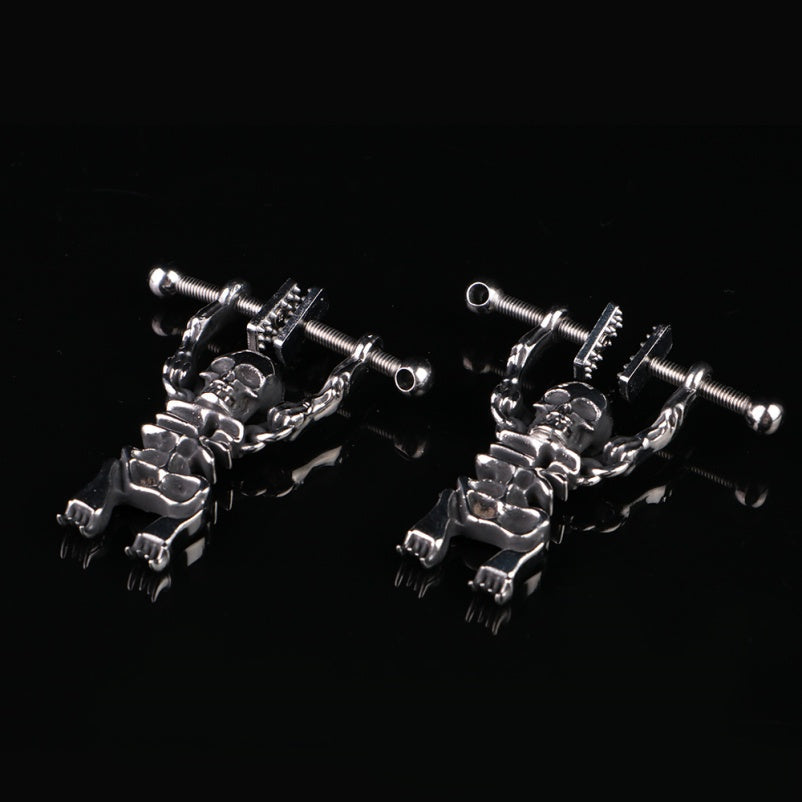 Fantasy Skull Nipple Clamp Bondage Set – Metal-Crafted Forced Orgasm BDSM Instrument