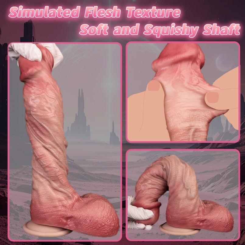 Realistic Flesh-Toned Silicone Suction Cup Dildo – Detailed 9 inch Penis Texture Vaginal Masturbator
