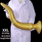 Domlust Gold Dragon Long Tentacle Dildo – Platinum Silicone Anal Training Butt Plug 7 Sizes S to XXXXL Fantasy Fetish Sex Toy