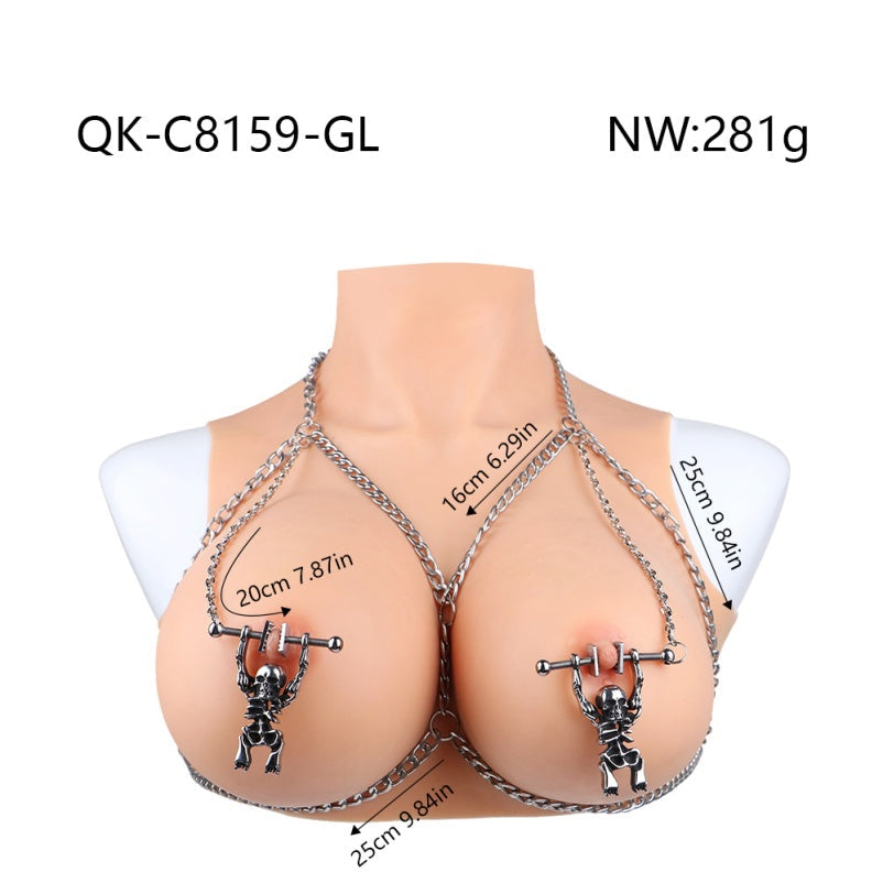 Fantasy Skull Nipple Clamp Bondage Set – Metal-Crafted Forced Orgasm BDSM Instrument
