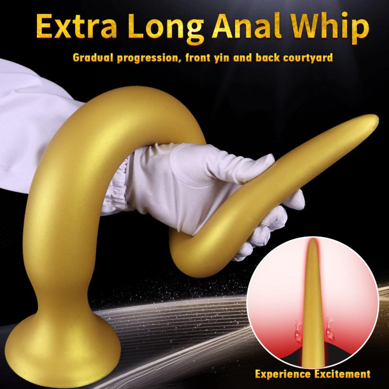 Domlust Gold Dragon Long Tentacle Dildo – Platinum Silicone Anal Training Butt Plug 7 Sizes S to XXXXL Fantasy Fetish Sex Toy