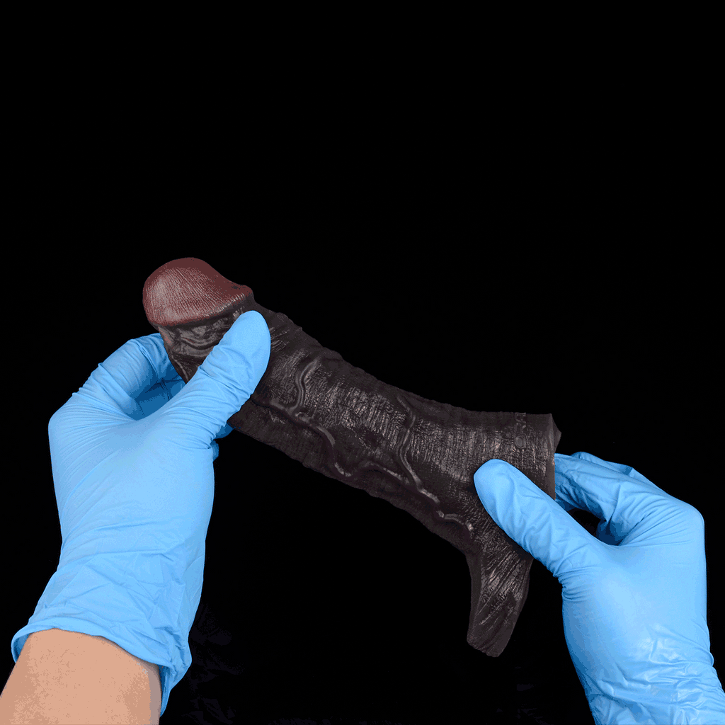 Realistic Black Silicone Cock Sleeve for ED Enhancement – Testicular Lock Ring for Prolonged Stamina