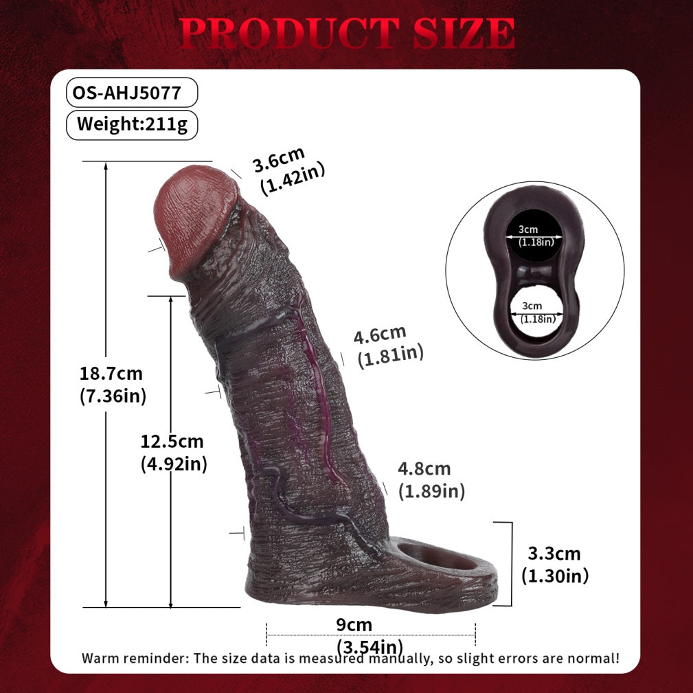 Realistic Black Silicone Cock Sleeve for ED Enhancement – Testicular Lock Ring for Prolonged Stamina