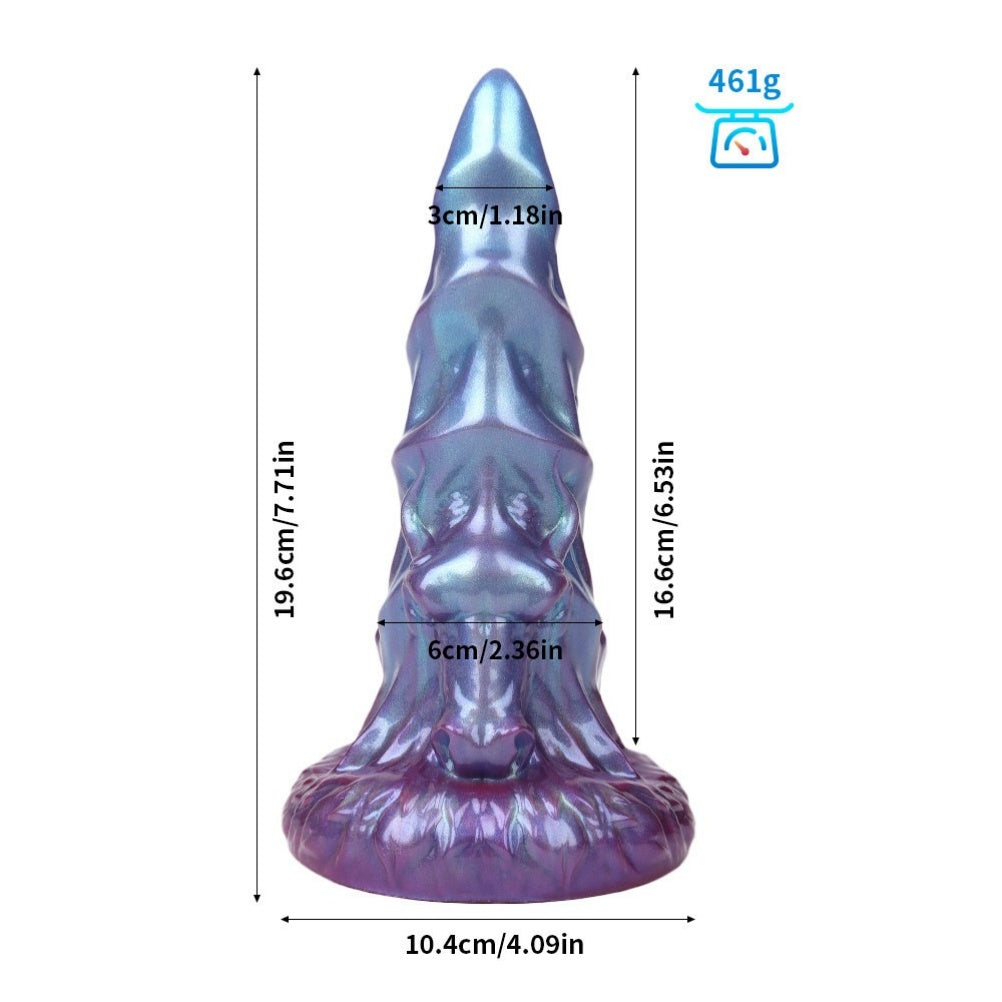 Domlust Pearlescent Fantasy Monster Dildo – Platinum Silicone 7-Design Collection Knot Bead Dragon Scale Suction Cup