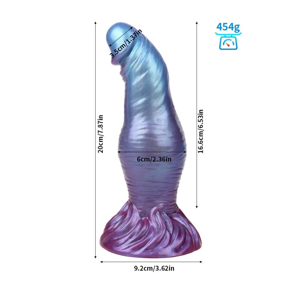 Domlust Pearlescent Fantasy Monster Dildo – Platinum Silicone 7-Design Collection Knot Bead Dragon Scale Suction Cup