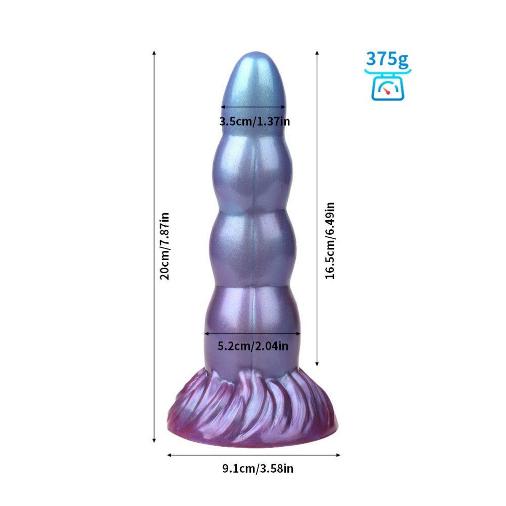 Domlust Pearlescent Fantasy Monster Dildo – Platinum Silicone 7-Design Collection Knot Bead Dragon Scale Suction Cup