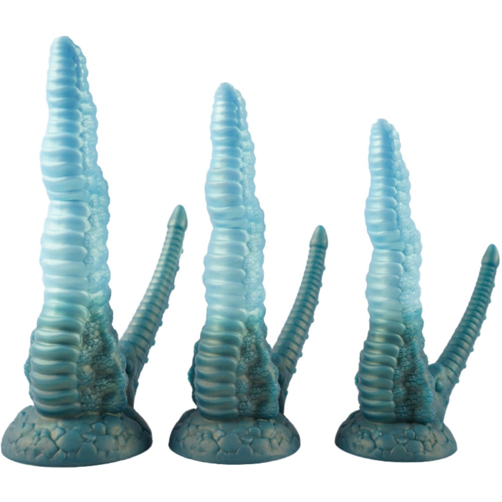 Fantasy Alien Xenomorph Double Dildo – Platinum Silicone Dual Penetration Fetish Toy | Domlust