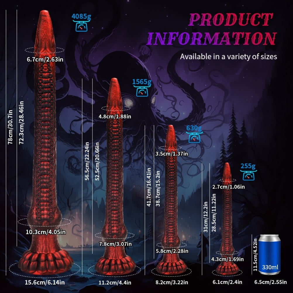 Domlust Tentacle Dildo – Premium Platinum Silicone | Blood Red Monster Dildo with Suction Cup