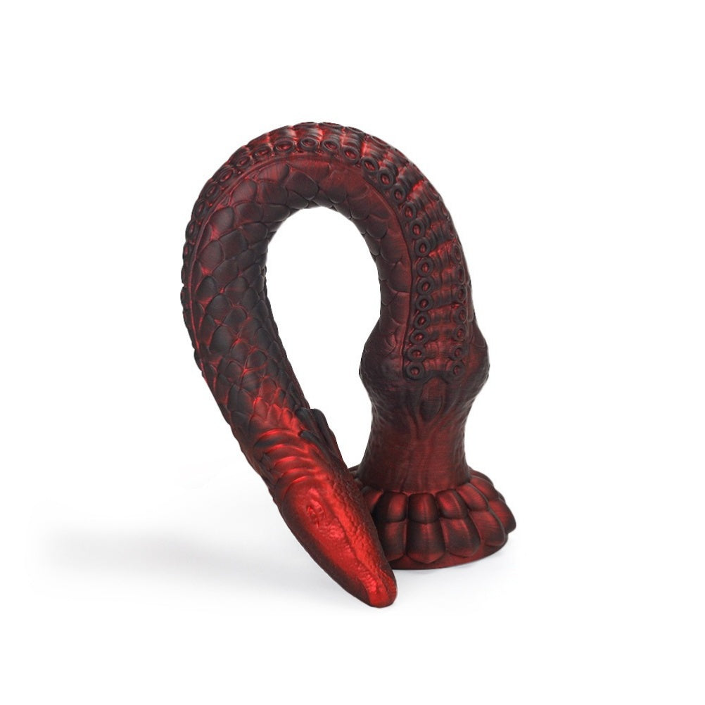 Domlust Tentacle Dildo – Premium Platinum Silicone | Blood Red Monster Dildo with Suction Cup
