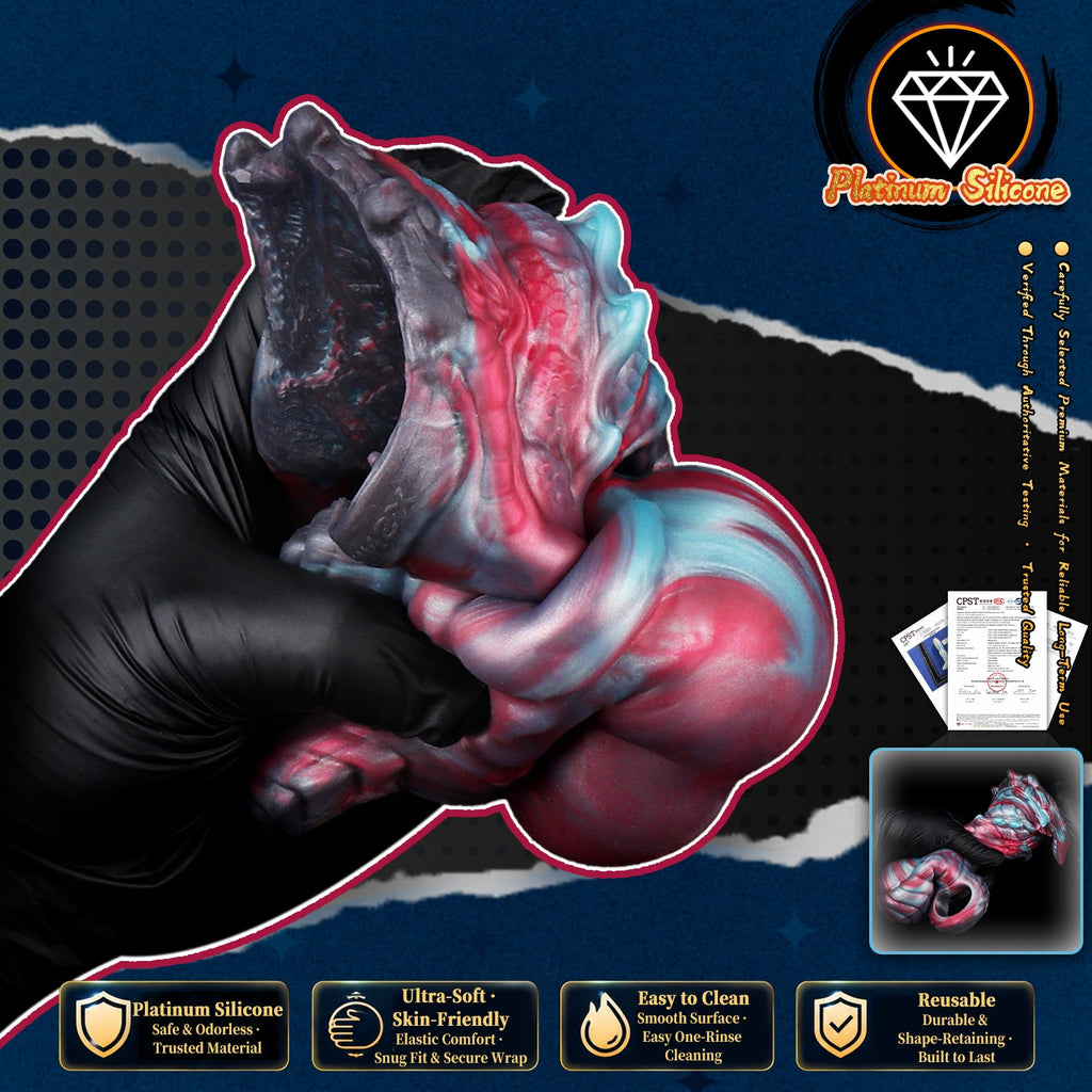 Beast Knot Fantasy Cock Sleeve with Grinder – Platinum Silicone Penis Extender for Couples