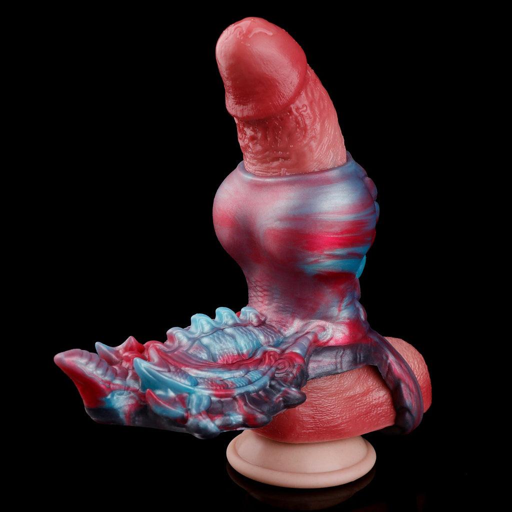 Beast Knot Fantasy Cock Sleeve with Grinder – Platinum Silicone Penis Extender for Couples