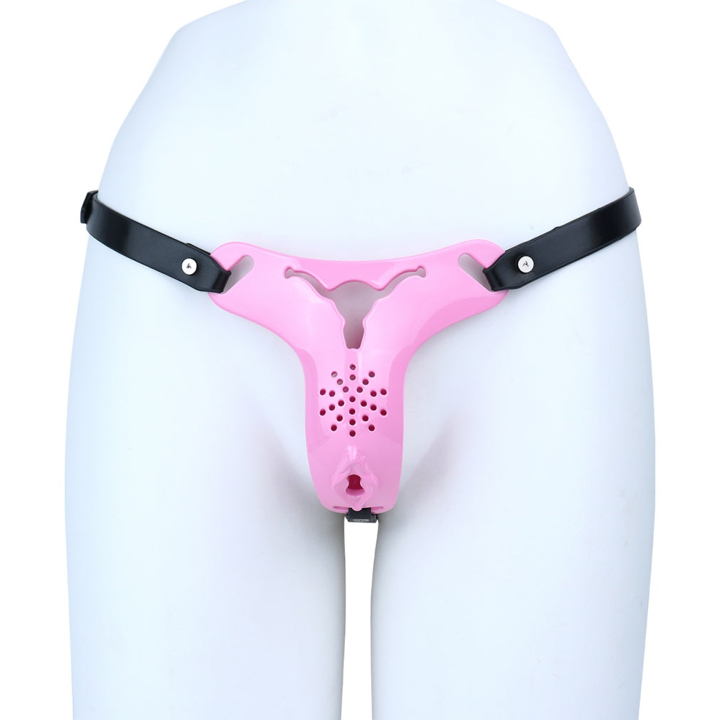 Pink Silicone Fantasy Chastity Cage Pants – Strapon Control & Bondage Play for Women