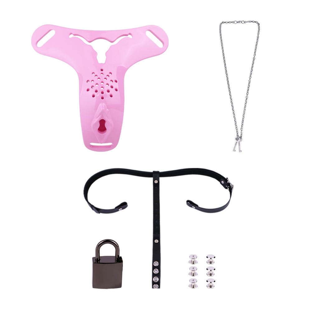 Pink Silicone Fantasy Chastity Cage Pants – Strapon Control & Bondage Play for Women