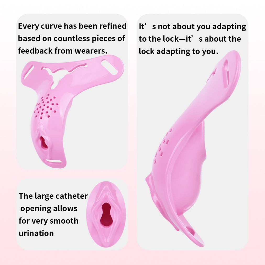Pink Silicone Fantasy Chastity Cage Pants – Strapon Control & Bondage Play for Women
