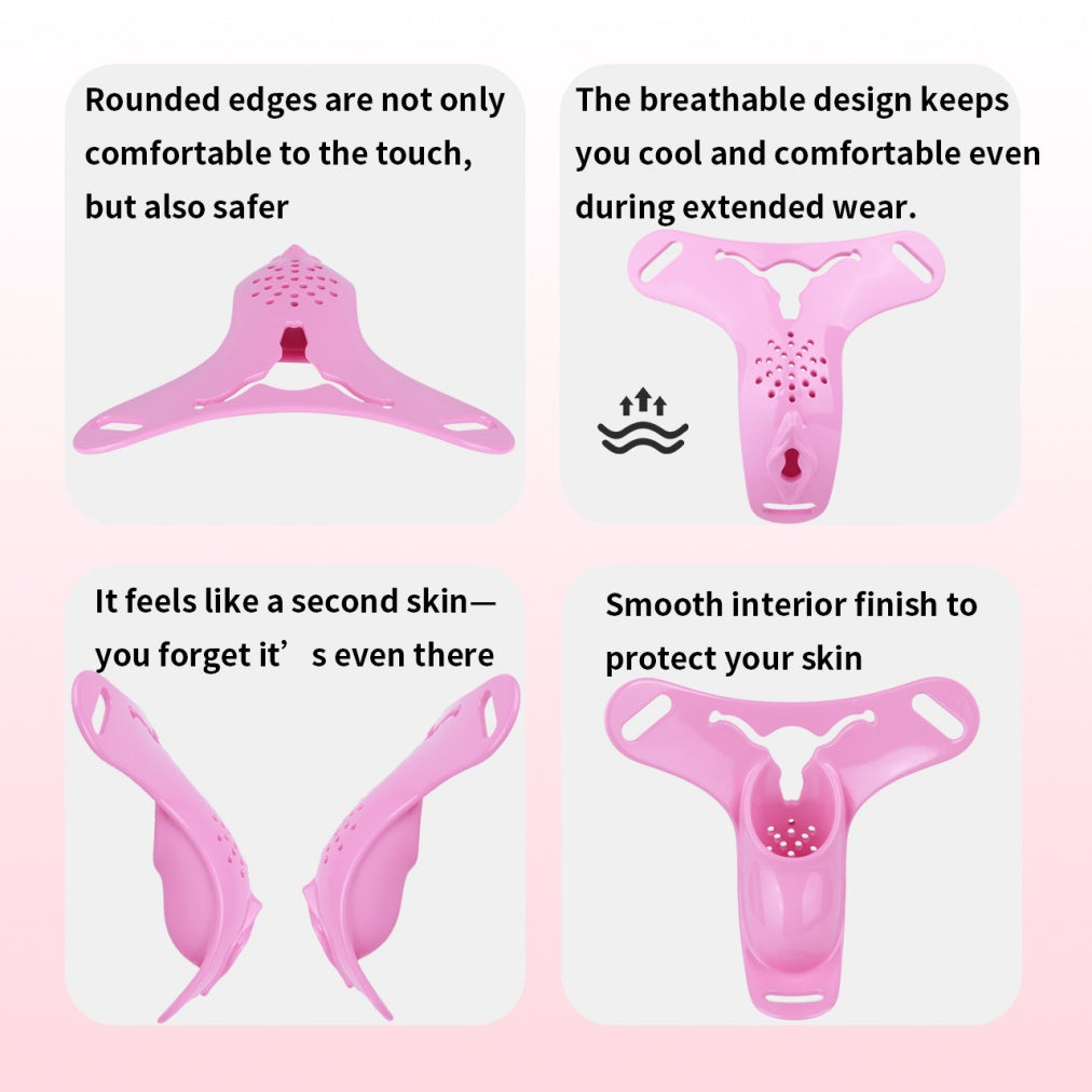 Pink Silicone Fantasy Chastity Cage Pants – Strapon Control & Bondage Play for Women
