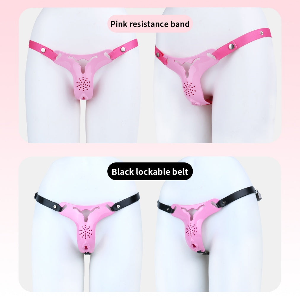 Pink Silicone Fantasy Chastity Cage Pants – Strapon Control & Bondage Play for Women