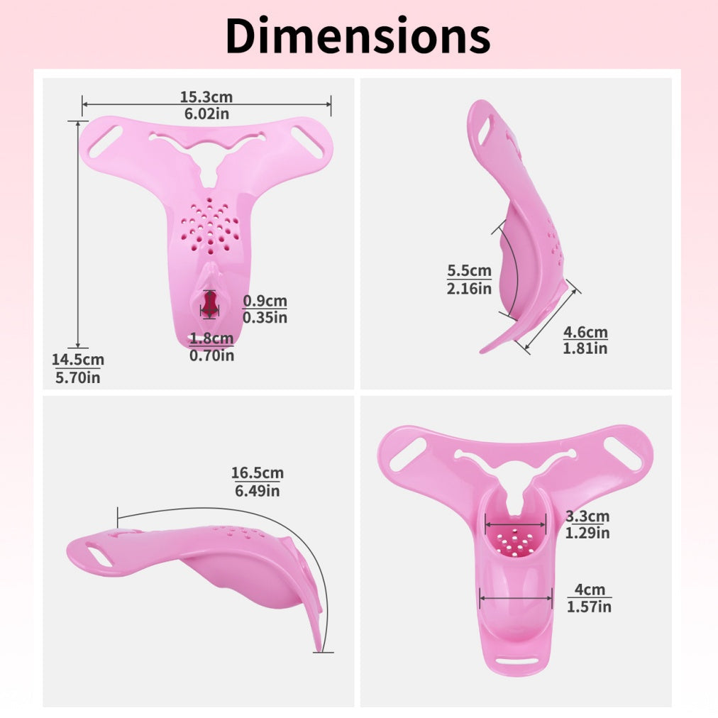Pink Silicone Fantasy Chastity Cage Pants – Strapon Control & Bondage Play for Women
