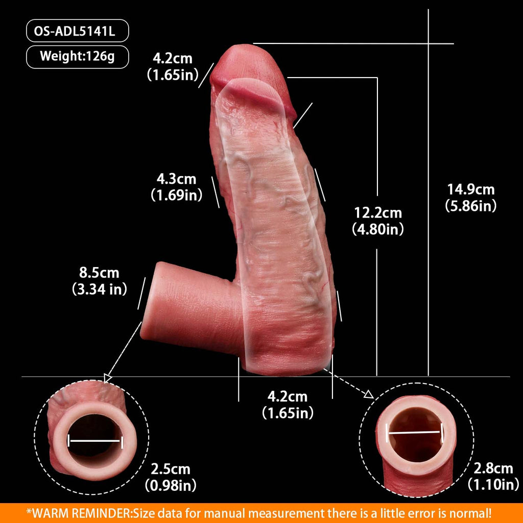 Realistic Platinum Silicone Cock Sleeve with Locking Ring — Bigger, Thicker & Last Longer for Men Over 40