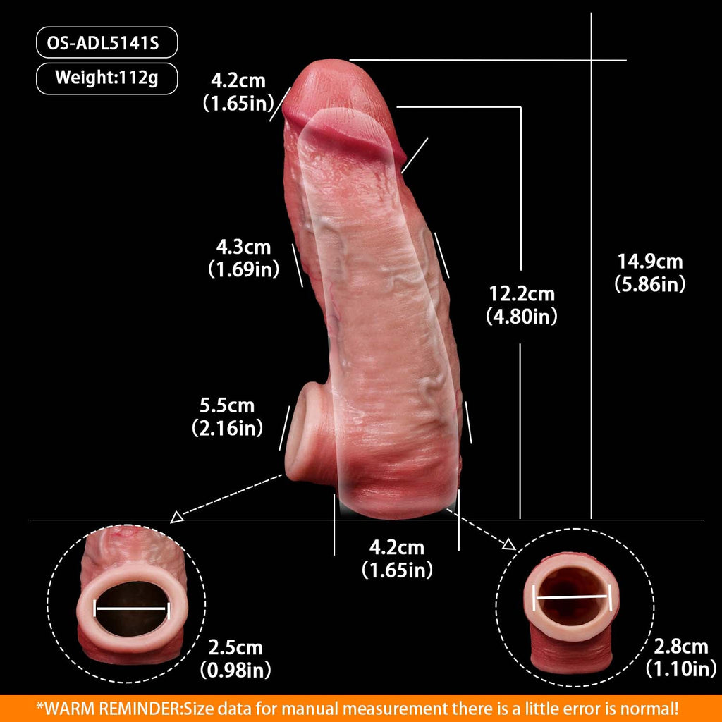 Realistic Platinum Silicone Cock Sleeve with Locking Ring — Bigger, Thicker & Last Longer for Men Over 40