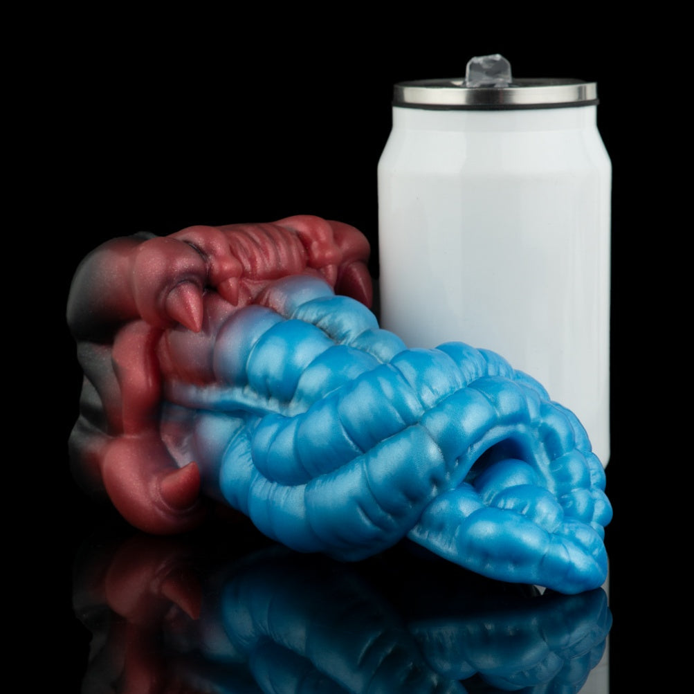 Blue Silicone Monster Leopard Tongue Fantasy Pocket Pussy -Blowjob Penis Massage Toy for Men