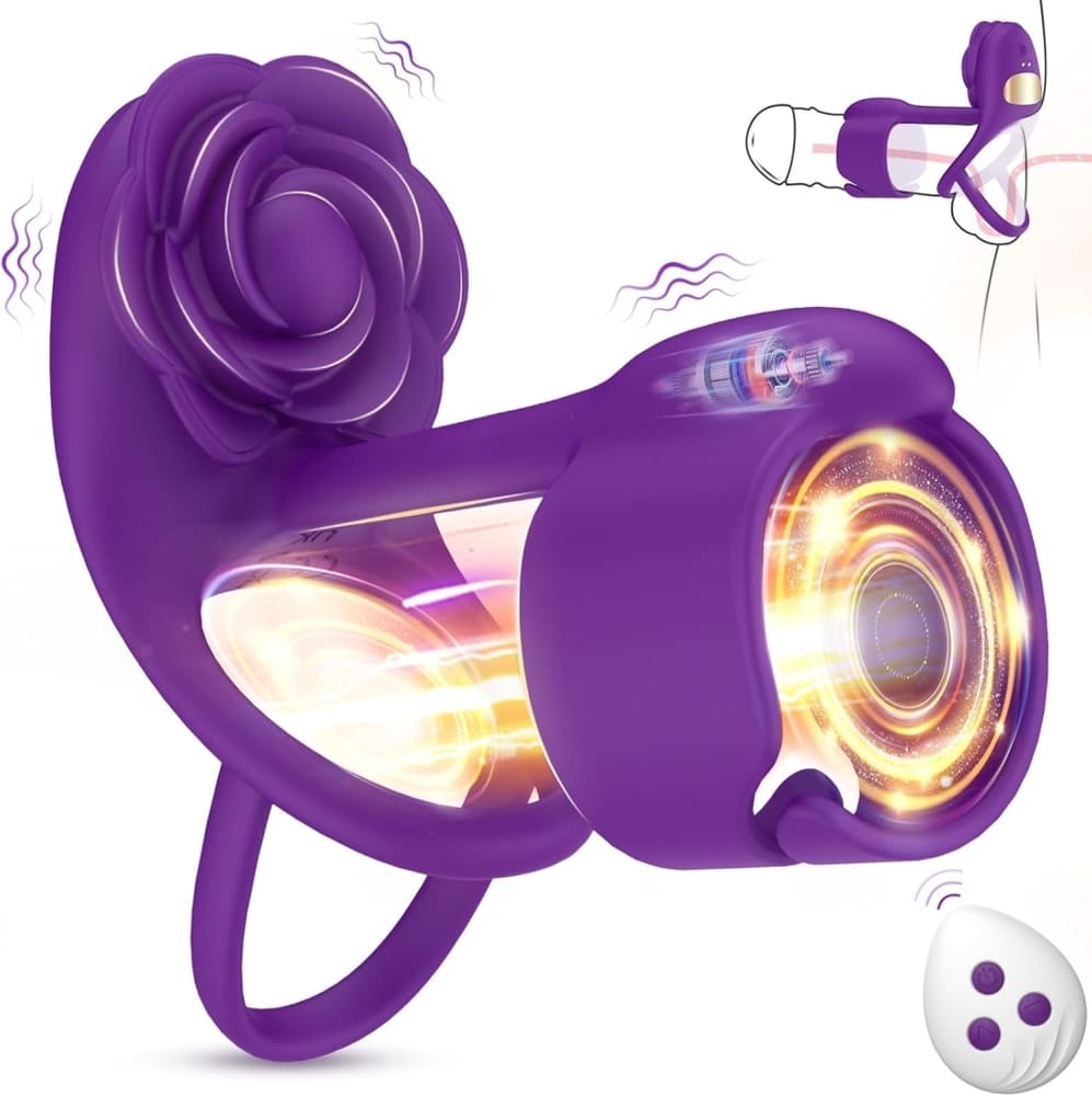 Vexar-3-IN-1-Vibrating-Penis-Ring-Rose-Clitoral-Vibrator-with-Wireless-Remote
