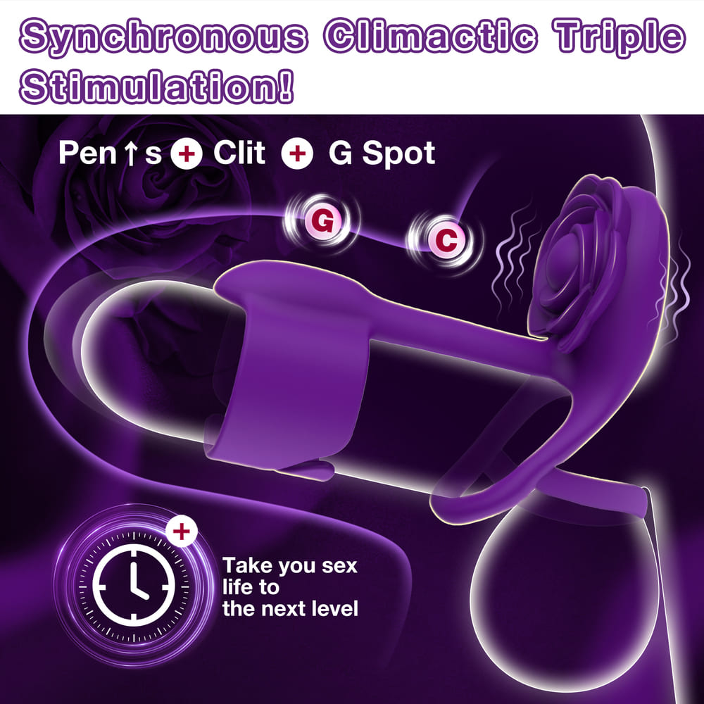 Vexar-3-IN-1-Vibrating-Penis-Ring-Rose-Clitoral-Vibrator-with-Wireless-Remote