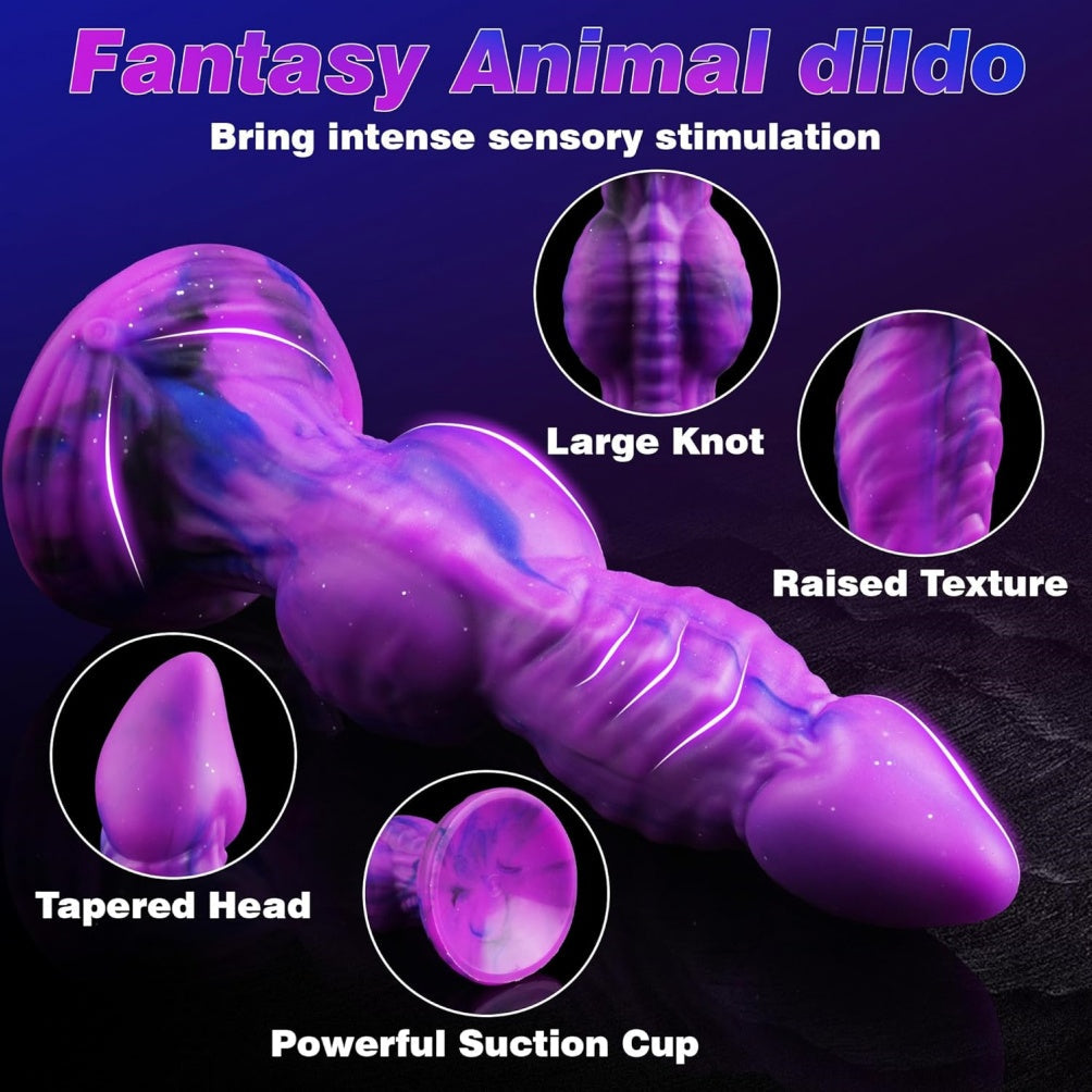 Purple Dragon Dildo – Platinum Silicone Dog Knot Monster Dildo | 9 Inch Knotted Fantasy
