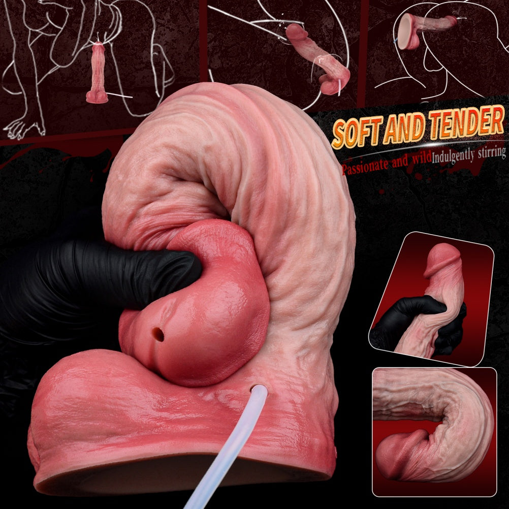9 Inch Squirting Dildo – Dual Density Platinum Silicone | Flesh Tone Spartan Warrior Series